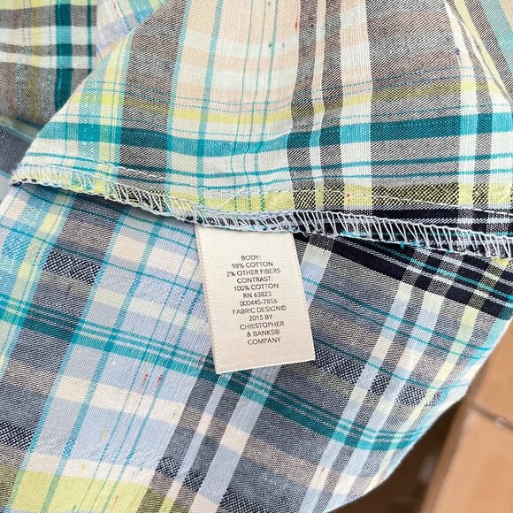 Christopher & Banks Button Down Plaid Shirt, Blue and Green, Size L - Picture 8 of 8